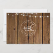 Online Virtual Wedding Rustic Wood, String Lights Save The Date (Achterkant)