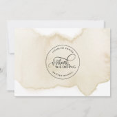 Online Virtual Wedding, Sand Tan Waterverf Save The Date (Achterkant)