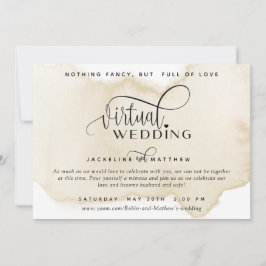 Online Virtual Wedding, Sand Tan Waterverf Save The Date