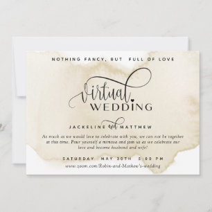 Online Virtual Wedding, Sand Tan Waterverf Save The Date