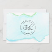 Online Virtual Wedding, Turquoise Groene Waterverf Save The Date (Achterkant)
