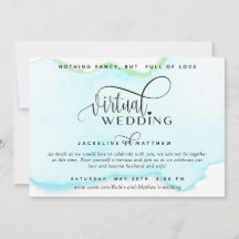 Online Virtual Wedding, Turquoise Groene Waterverf