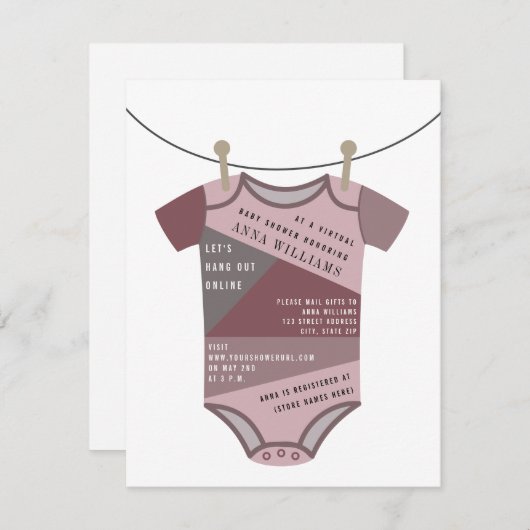 Online virtueel Baby shower per e-mail kruimelpak Kaart (Voorkant / Achterkant)