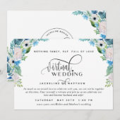 Online Virtueel Huwelijk Blauw Wit en Groen Bloems Save The Date (Voorkant / Achterkant)