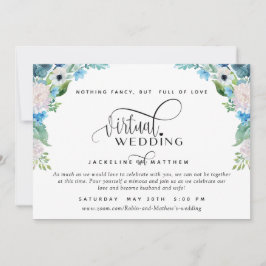 Online Virtueel Huwelijk Blauw Wit en Groen Bloems Save The Date
