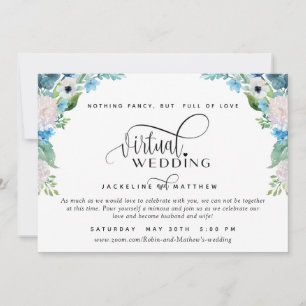 Online Virtueel Huwelijk Blauw Wit en Groen Bloems Save The Date