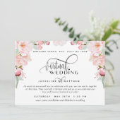 Online virtuele bruiloft, Blush Pink Floral Save The Date (Staand voorkant)
