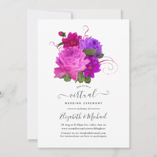  online virtuele bruiloft Chic Floral Kaart (Voorkant)