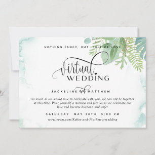 Online virtuele bruiloft Elegant Greenery Waterver Save The Date