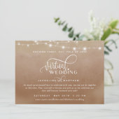 Online virtuele bruiloft Terracotta, String Lights Save The Date (Staand voorkant)