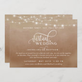 Online virtuele bruiloft Terracotta, String Lights Save The Date (Voorkant / Achterkant)