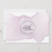 Online virtuele bruiloft, Waterverf Mauve Lavender Save The Date (Achterkant)