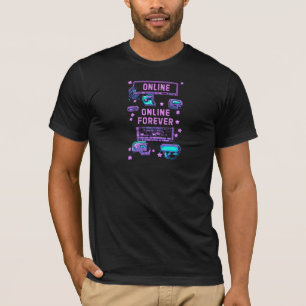 Online Voor Altijd Retro Pixel Tech Kunstwerk T-shirt