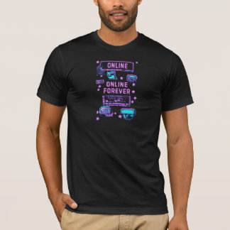 Online Voor Altijd Retro Pixel Tech Kunstwerk T-shirt