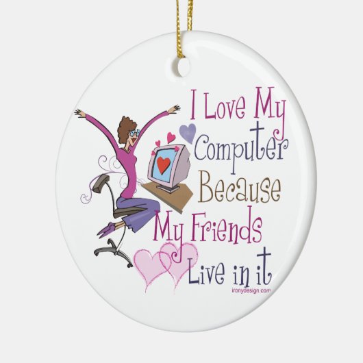 Online vrienden keramisch ornament (Links)