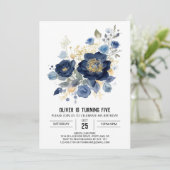 Online Waterverf Floral Birthday Kaart (Staand voorkant)