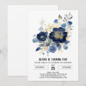 Online Waterverf Floral Birthday Kaart (Voorkant / Achterkant)