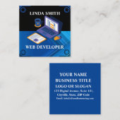 Online Web Developer Social Media Manager Blauw Vierkante Visitekaartje (Voorkant / Achterkant)