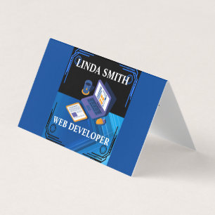 Online Web Developer Social Media Manager Blauw Visitekaartje