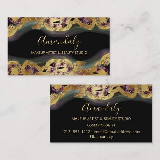 Online winkel Boutique Glitter Gold Paars Black Visitekaartje (Voorkant / Achterkant)
