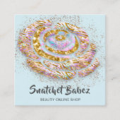 Online winkelen Beautique Holografen Blue QR Code  Vierkante Visitekaartje (Voorkant)