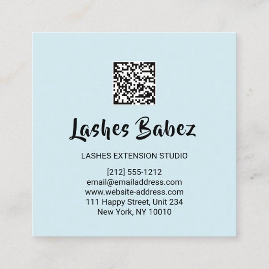 Online winkelen Beautique Holografen Blue QR Code  Vierkante Visitekaartje (Achterkant)