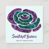 Online winkelen Beauty Studio Roos Blue QR Code Lo Vierkante Visitekaartje (Voorkant)