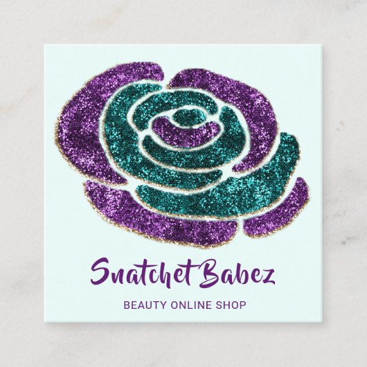 Online winkelen Beauty Studio Roos Blue QR Code Lo Vierkante Visitekaartje (Voorkant)