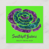 Online winkelen Mode Groene Paarse QR-Logo Vierkante Visitekaartje (Voorkant)