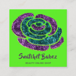 Online winkelen Mode Groene Paarse QR-Logo Vierkante Visitekaartje