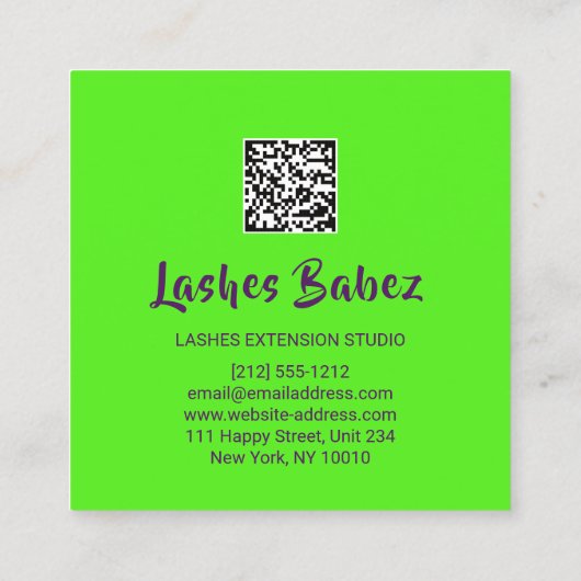 Online winkelen Mode Groene Paarse QR-Logo Vierkante Visitekaartje (Achterkant)