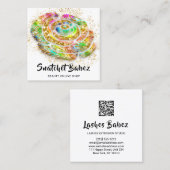 Online winkelen, schoonheidsregenbooggoud QR-code  Vierkante Visitekaartje (Voorkant / Achterkant)