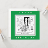 Online winkelen voor bier cartoon kaart (Voorkant / Achterkant in situ)