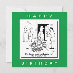 Online winkelen voor bier cartoon kaart