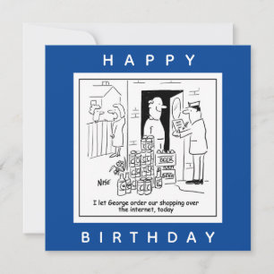 Online winkelen voor bier cartoon kaart