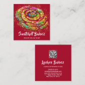 Online winkelplein voor Rode regenboog Goud QR Cod Vierkante Visitekaartje (Voorkant / Achterkant)