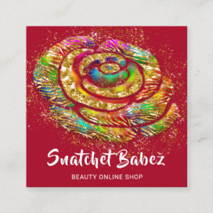 Online winkelplein voor Rode regenboog Goud QR Cod Vierkante Visitekaartje