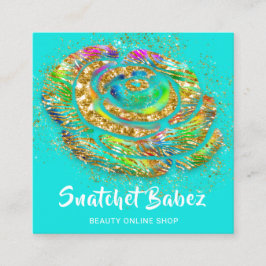 Online Winkelroze Water Gold QR Code Logo Vierkante Visitekaartje