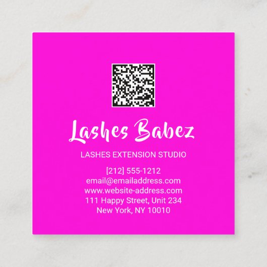 Online Winkelroze Water Gold QR Code Logo Vierkante Visitekaartje (Achterkant)