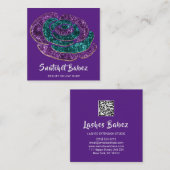 Online winkelschoonheid Glitter Paarse QR-code Log Vierkante Visitekaartje (Voorkant / Achterkant)