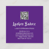 Online winkelschoonheid Glitter Paarse QR-code Log Vierkante Visitekaartje (Achterkant)