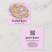 Online winkelStudio Holograaf Roze QR-code Logo Vierkante Visitekaartje (Voorkant / Achterkant)