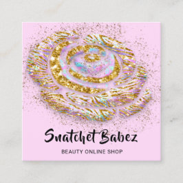 Online winkelStudio Holograaf Roze QR-code Logo Vierkante Visitekaartje