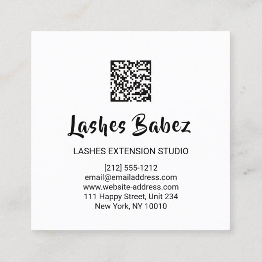 Online winkelStudio Holograaf — Witte QR-code Logo Vierkante Visitekaartje (Achterkant)