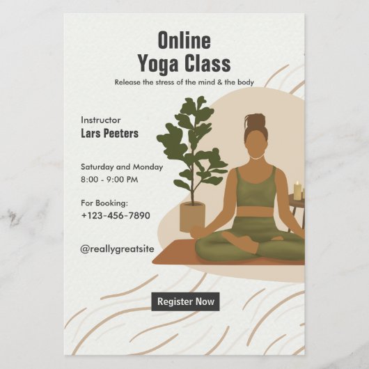 Online Yoga lessen Promotioneel Flyer (Voorkant)