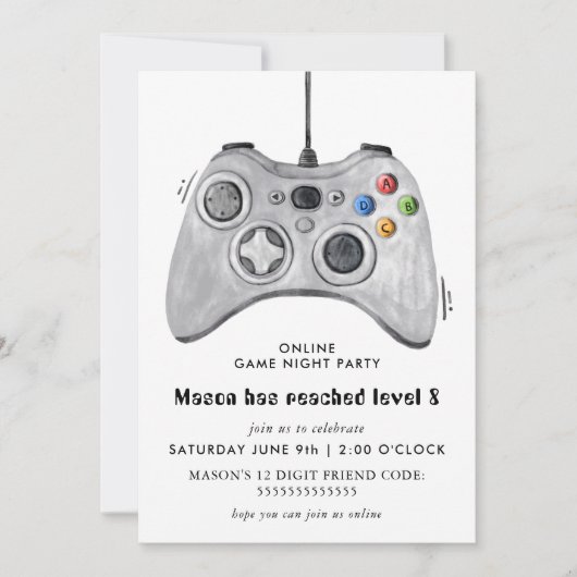 Onlinevideo Game Birthday Party - Uitnodiging (Voorkant)