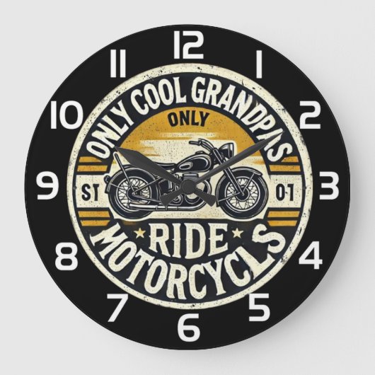 Only Cool Grandpas Ride Motorcycles  Grote Klok (Voorkant)