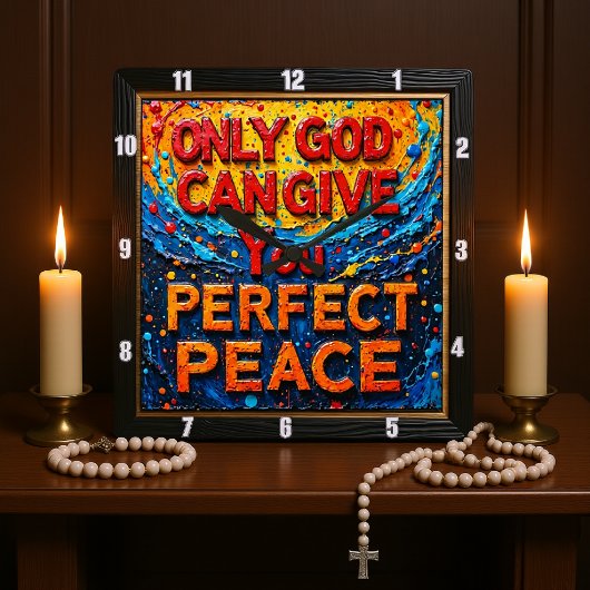 Only God Can Give You Perfect Peace Artwork Vierkante Klok