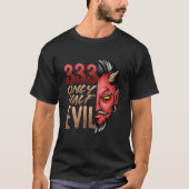 Only Half Evil 333 Halloween Devil Scary Face T-shirt (Voorkant)