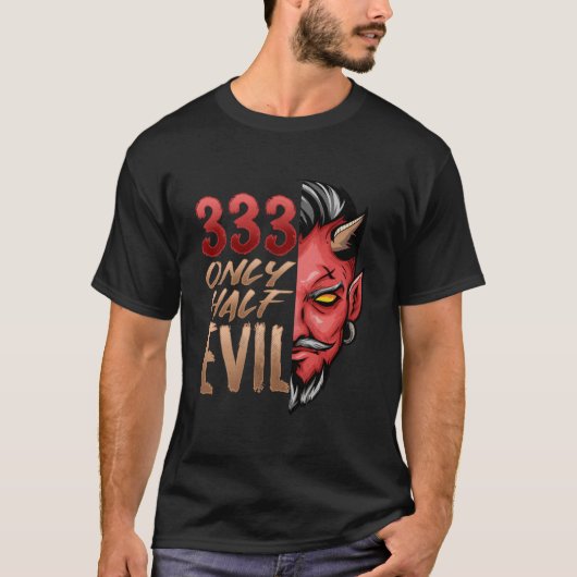 Only Half Evil 333 Halloween Devil Scary Face T-shirt (Voorkant)